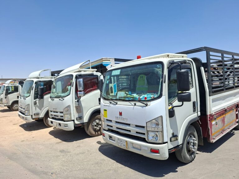 naeem logistics trucks in saudi arabia standing and are licensed and insured moving company in Riyadh.