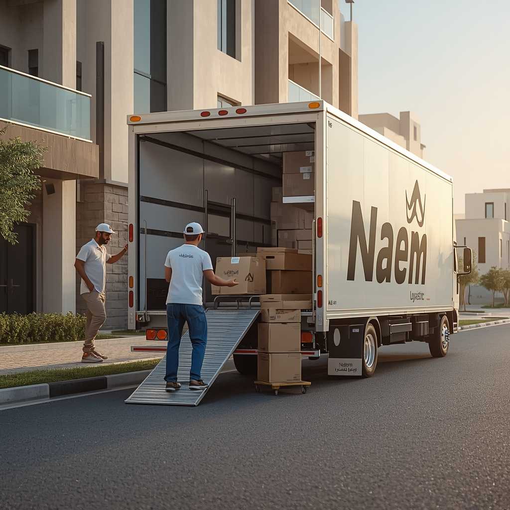 Intercity moving company in Saudi Arabia loading different-sized household items for a long-distance move.